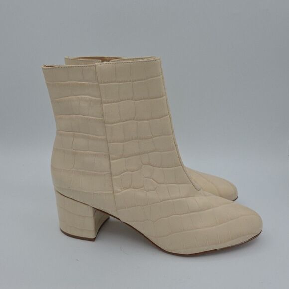 Schutz Women's Size 10B Leather Croco Ankle Boots Lupe Eggshell Side Zip EUC - Picture 7 of 10